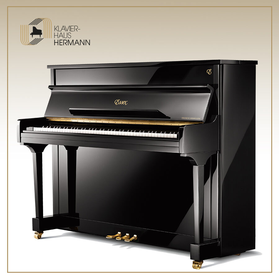 Das Essex Klavier im schwarzen Design passt auch in Ihr Zuhause.